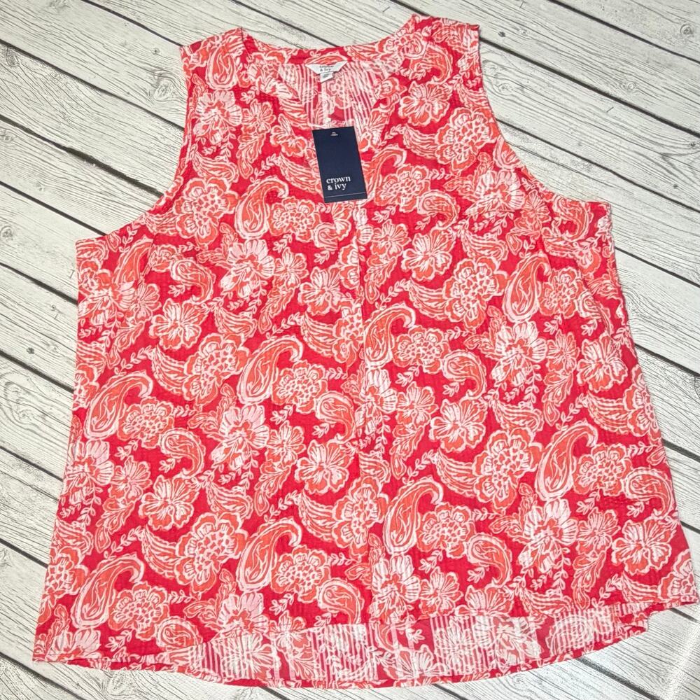 NWT Crown & Ivy Plus Size Sleeveless Peasant Top Size 2Xlg